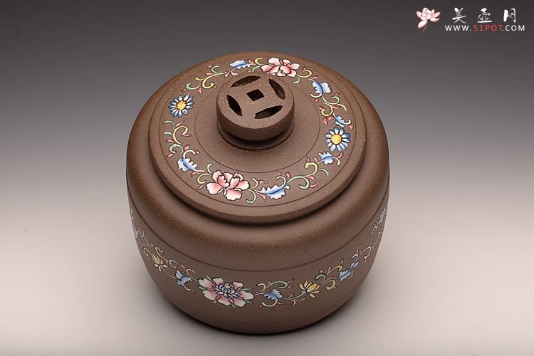 紫砂壶图片：美壶定做 精品粉彩茶叶罐 浑厚大气 古朴之风 - 美壶网