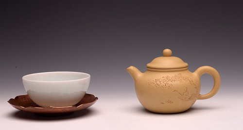 朱牧清紫砂壶 实用有趣 本山绿之全手小莲子 刻绘古朴 本山绿泥