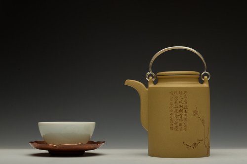 何卫枫紫砂壶 陈宏林装饰 强强联合 全手玉麟洋桶 摹 本山绿泥