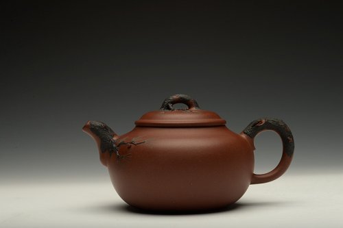 崔巍健紫砂壶 传统小花货 敦厚实用 贴叶生动 松韵 原矿清水泥