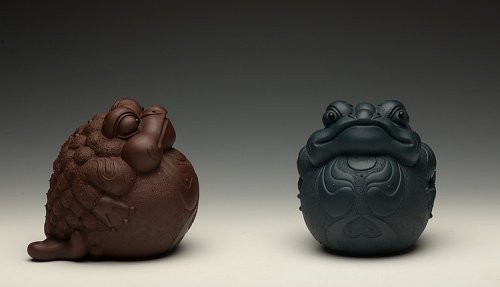 美壶定制紫砂壶  金蟾 栩栩如生  和气生财 原矿墨绿泥