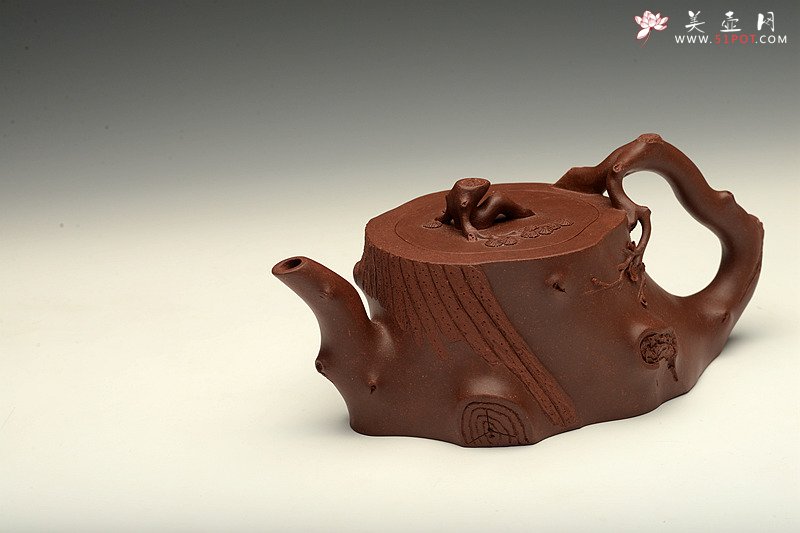 紫砂壶图片：似龟似桩 气韵流畅 精品 全手长寿梅桩 吉祥如意 - 美壶网