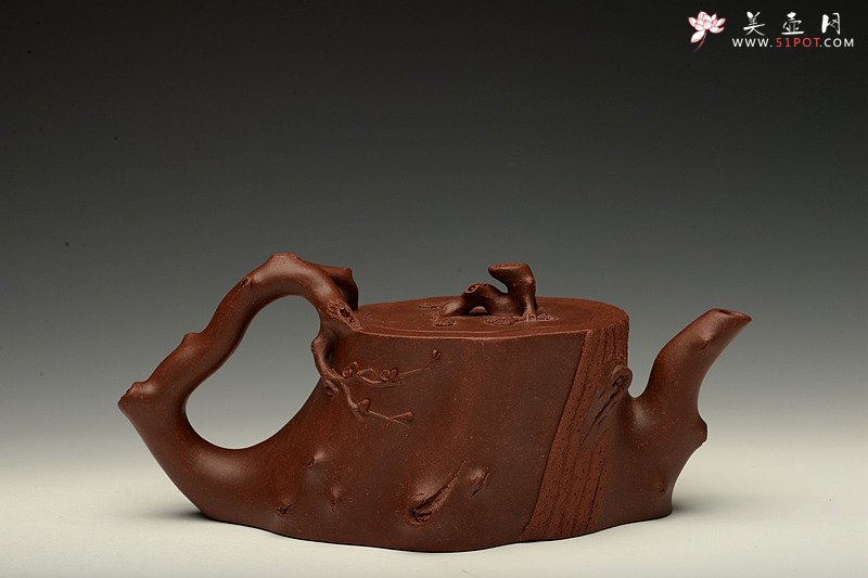 紫砂壶图片：似龟似桩 气韵流畅 精品 全手长寿梅桩 吉祥如意 - 美壶网