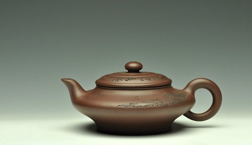 李彦雄紫砂壶 虚扁 原矿紫泥