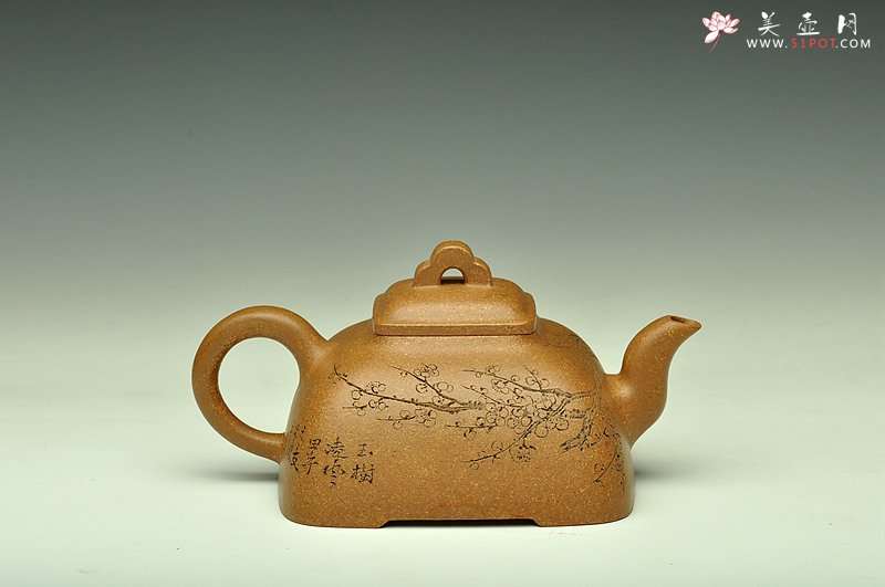 紫砂壶图片：老味纵横 2014全手工大赛一等奖袁德波装饰 全手孤棱 通转梅花 - 美壶网