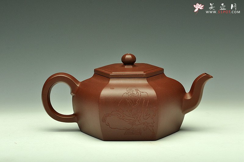 紫砂壶图片：强强联合 陈宏林精心装饰 飘逸灵动 全手大逸公六方 - 美壶网