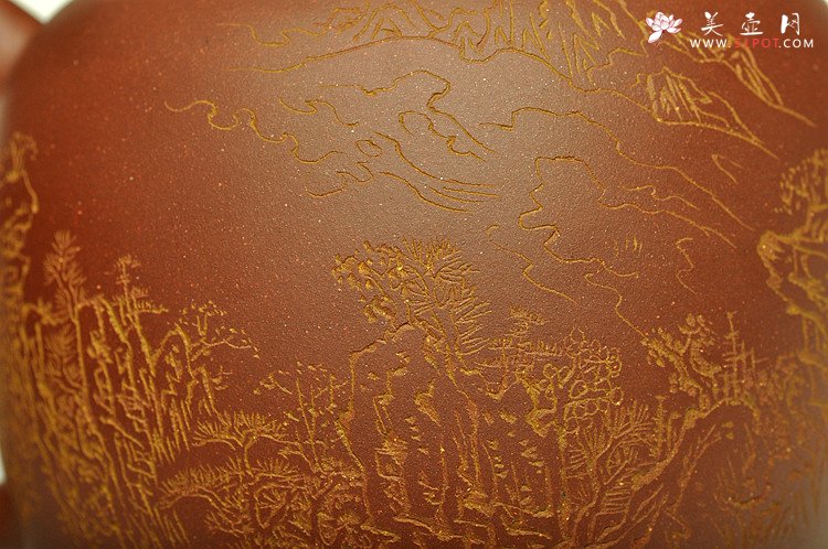 紫砂壶图片：造型简洁大方  刻绘生动逼真  全手明泉  - 美壶网