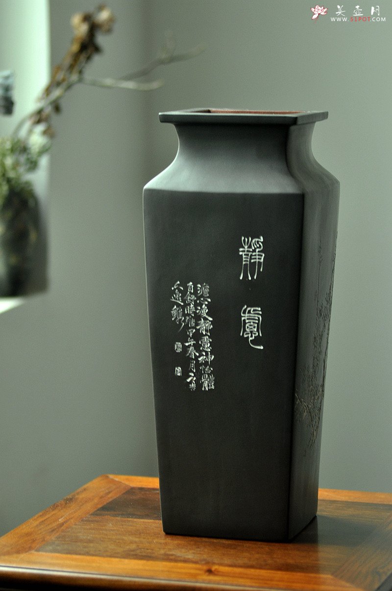 紫砂壶图片：陆逸舟近作 文房雅物~ 全手四方瓶 - 美壶网