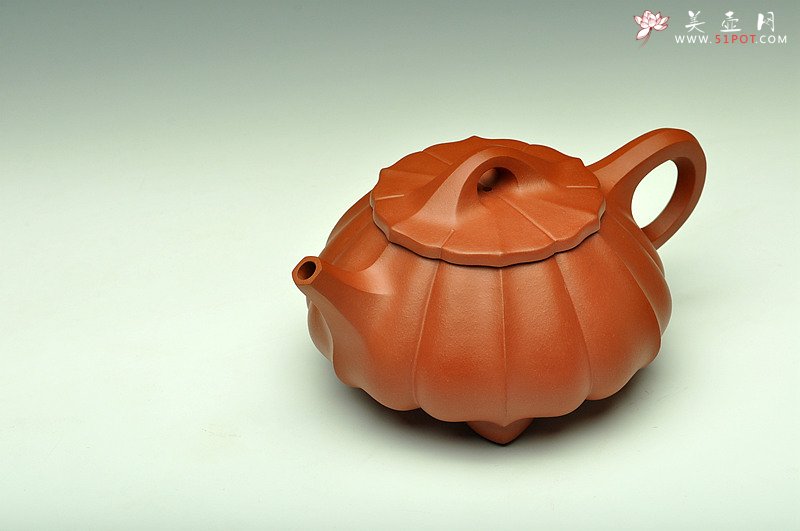 紫砂壶图片：纹理清晰 大品筋纹石瓢 - 美壶网