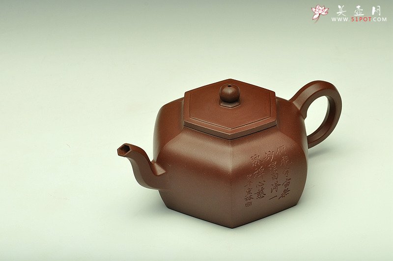 紫砂壶图片：强强联合 陈宏林精心装饰 飘逸灵动 全手大逸公六方 - 美壶网