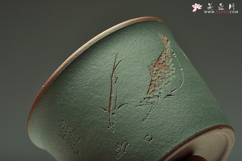 紫砂壶图片：粉绿禅定杯  雅致文气~ - 美壶网