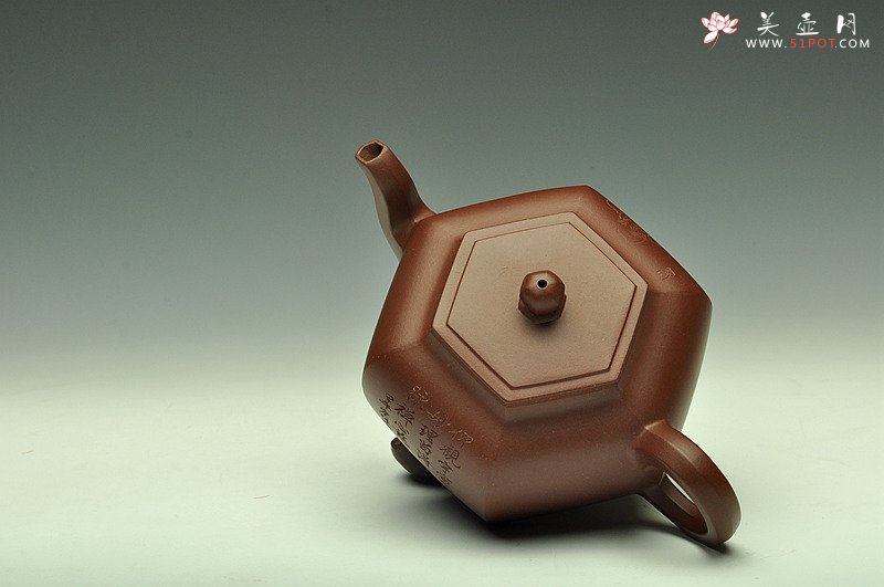 紫砂壶图片：强强联合 陈宏林精心装饰 飘逸灵动 全手大逸公六方 - 美壶网