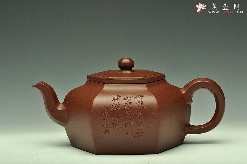 紫砂壶图片：强强联合 陈宏林精心装饰 飘逸灵动 全手大逸公六方 - 美壶网