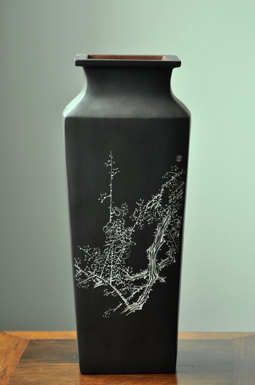 陆轶舟紫砂壶 陆逸舟近作 文房雅物~ 全手四方瓶 