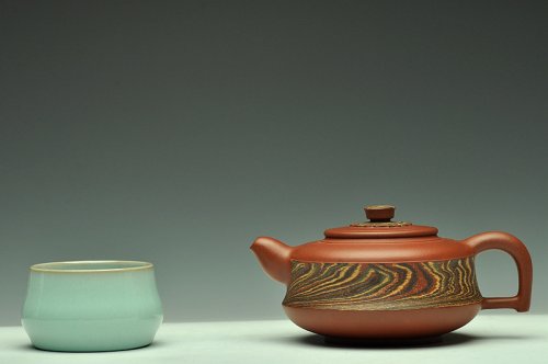 闵祥君紫砂壶 国工闵祥君作品 习习清风引碧云 通透绞泥 全手碧云 古韵十足 原矿清水泥