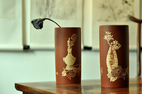 陆轶舟紫砂壶 雅室 陆轶舟精心装饰 吉祥帽筒一对 文气耐品~ 