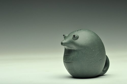 施奇华紫砂壶 全手茶宠 文房水注 可爱萌宠 绿泥灵蛇 原矿段泥