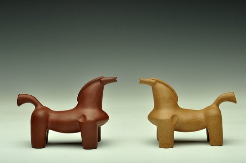 泓渝山房紫砂壶 一对陶马 神态生动 非常好玩~ 意象之美~ 