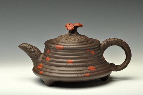 孙伟强紫砂壶 花货实力派孙伟强作品  徐汉棠风格之福寿延年 灵芝壶 雄厚蕴古 原矿紫泥