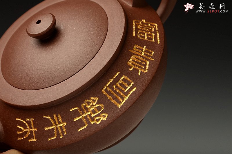 紫砂壶图片：古韵悠悠 紫泥全手汉云 做工精致 张听刚精心装饰 - 美壶网