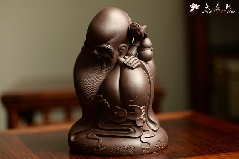 紫砂壶图片：紫砂寿桃仙翁 神态逼真 做工精细 - 美壶网