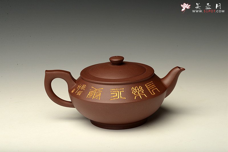 紫砂壶图片：古韵悠悠 紫泥全手汉云 做工精致 张听刚精心装饰 - 美壶网