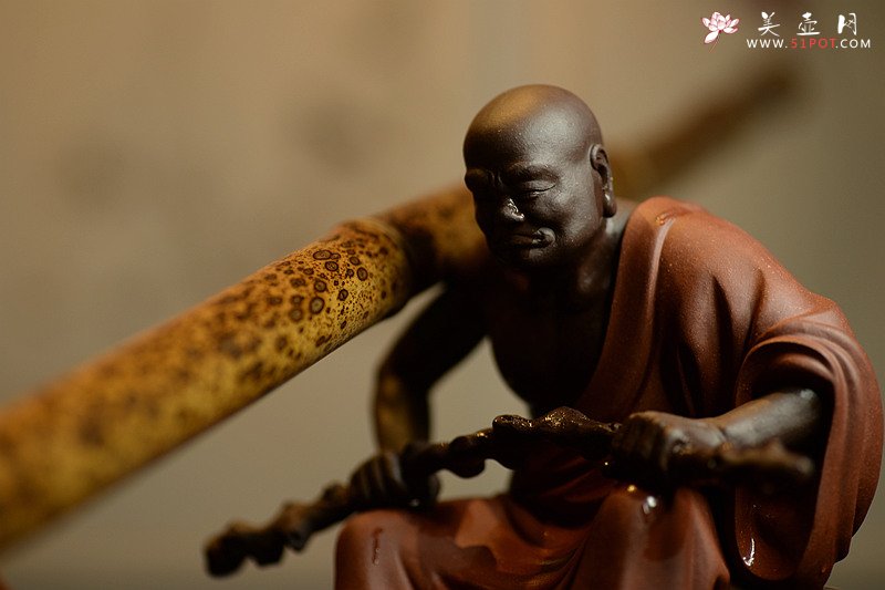 紫砂壶图片：历时两年创作~王健扛鼎之作十八罗汉之持杖罗汉和长眉罗汉~ - 美壶网