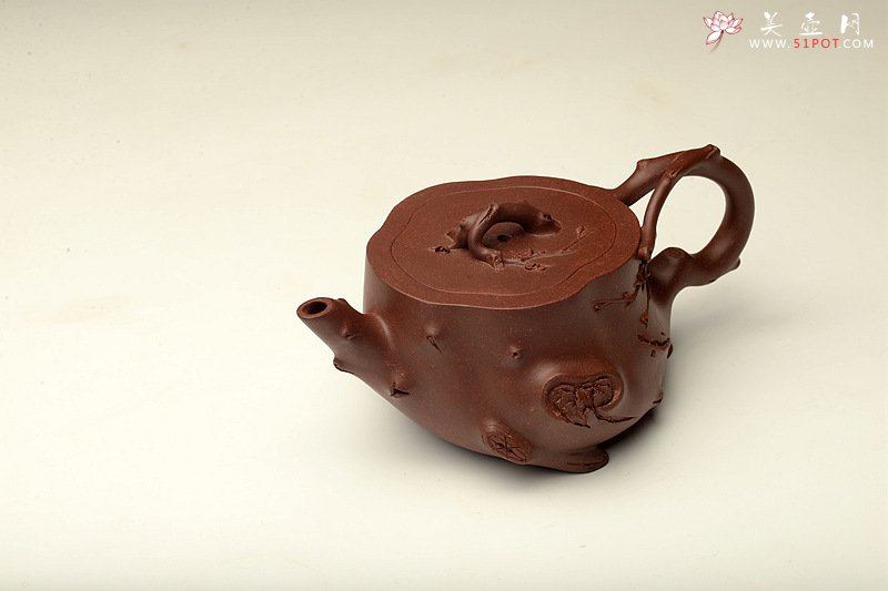 紫砂壶图片：单志萍双色作品 全手精品花器 喜上眉梢 立体梅花 - 美壶网