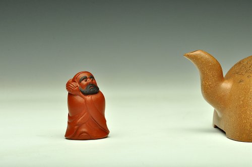 美壶定制紫砂壶 萌宠 朱泥迷你达摩 非常有趣~ 神态生动 