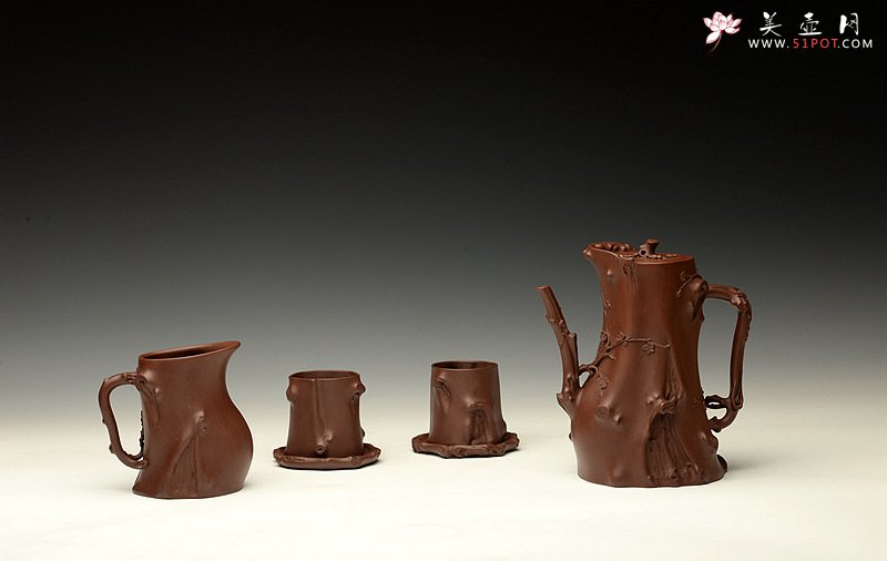 紫砂壶图片：精品重器 顾正芳甲午扛鼎巨作 梅桩套壶 诸友欣赏 - 美壶网