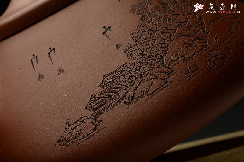 紫砂壶图片：通景山水之子冶石瓢 且品一壶山水 - 美壶网