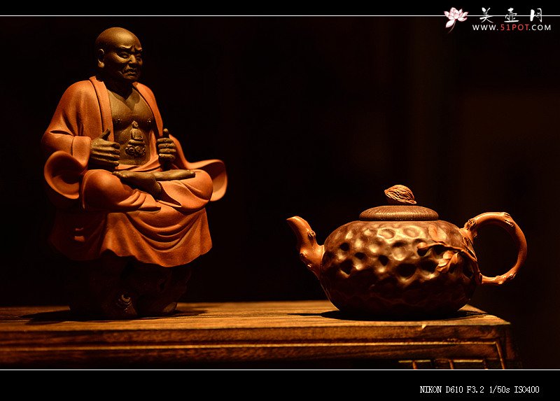 紫砂壶图片：原创作品 孙伟强张新亚合作 菩提 沧桑自然 贴叶精湛 - 美壶网