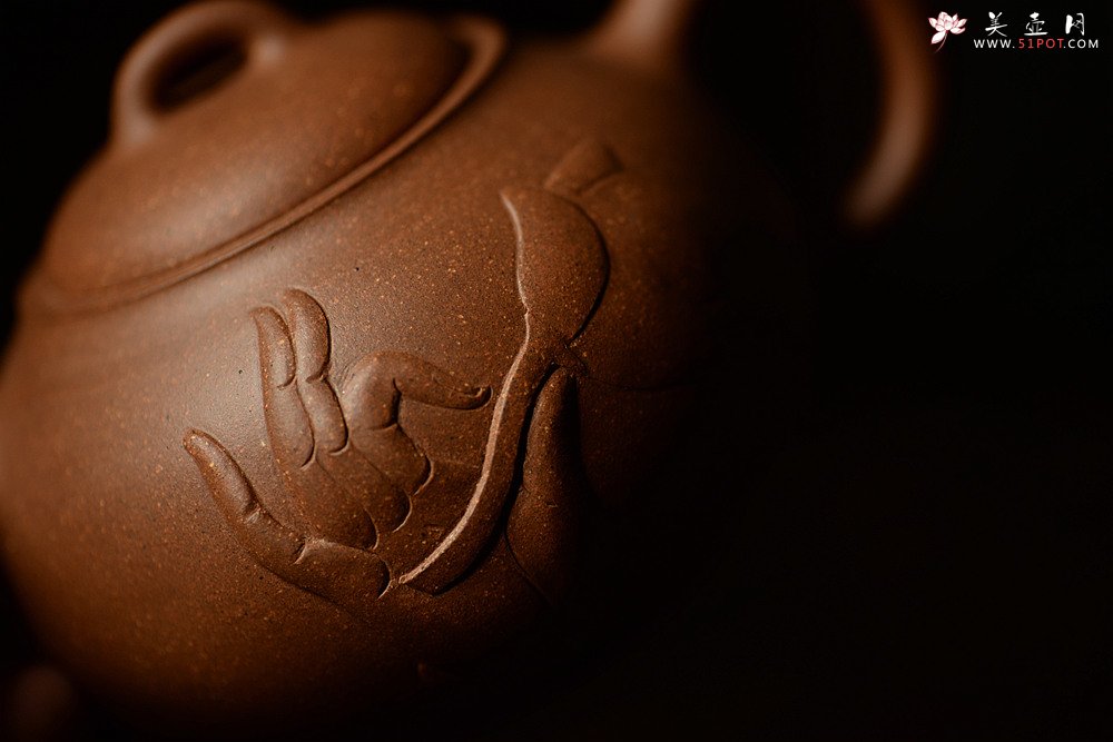 紫砂壶图片：小东原创作品 装饰独特 全手般若*佛风 嵌盖  - 美壶网