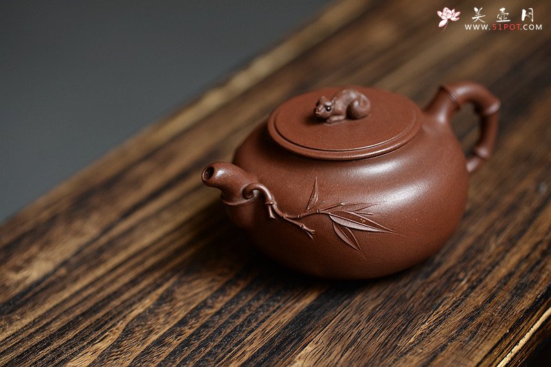 紫砂壶图片：大口实用 憨厚可人 全手竹趣 创意花货 - 美壶网