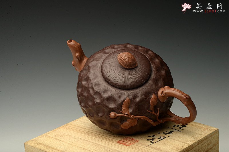 紫砂壶图片：原创作品 孙伟强张新亚合作 菩提 沧桑自然 贴叶精湛 - 美壶网