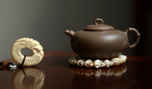 潘丹初紫砂壶 实力派潘丹初 优质青段 国画入壶 秀雅文气 全手原创福竹o(∩_∩)o  原矿段泥