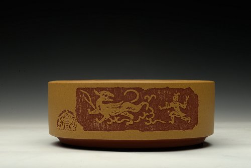 张听钢紫砂壶 茶舍必备 汉风水洗 书香氛围 啄砂装饰 文质相含 ‘济以学问 澹泊自守 造于高明’ 原矿清水泥