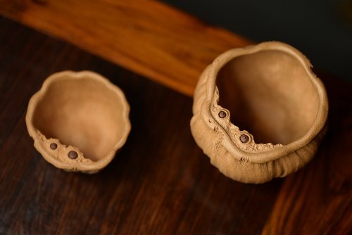 美壶定制紫砂壶 莲子可动 学院派之莲蓬主人杯一对 数量有限~ 原矿段泥