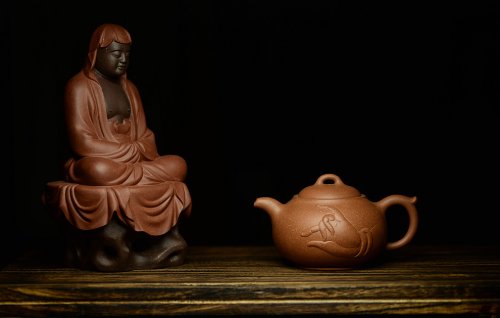 潘小东紫砂壶 小东原创作品 装饰独特 全手般若*佛风 嵌盖  老段泥