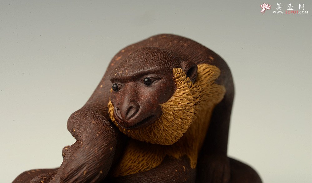 紫砂壶图片：精品茶宠 树桩神猴 神态逼真  - 美壶网