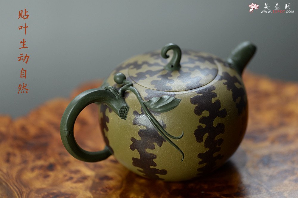 紫砂壶图片：田园情趣 经典花货 丰收西瓜 张新亚孙伟强合作 - 美壶网