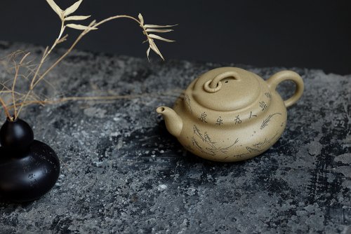 张听钢紫砂壶 鱼乐人亦乐,泉清心共清 全手葫芦 原矿段泥