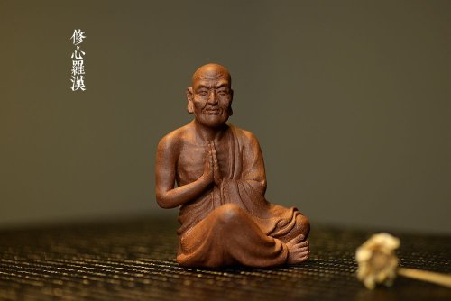 美壶定制紫砂壶 全手雕塑 栩栩如生 精品修心罗汉~ 原矿降坡泥