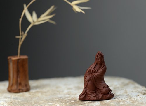 徐浩紫砂壶 慈悲祥和 坐观音 原矿清水泥