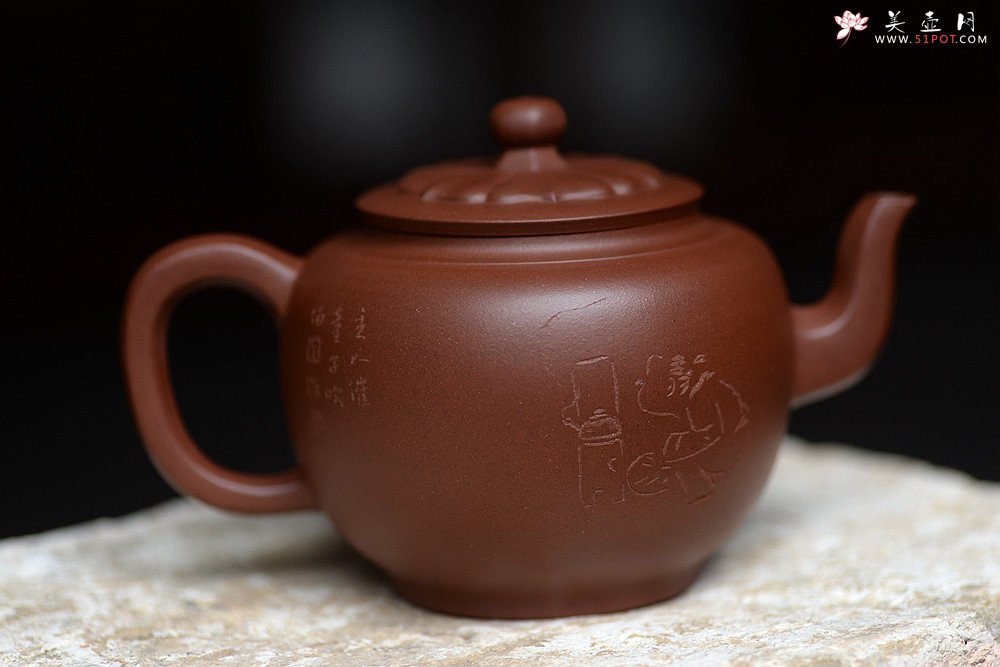 紫砂壶图片：刘世涛自撰壶铭 大富贵菱花 浑厚大气 装饰耐品~ - 美壶网