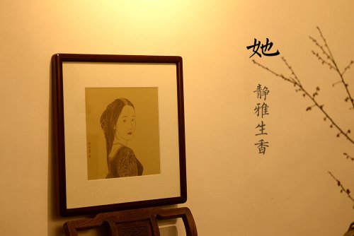 张听钢紫砂壶 张听刚新意装饰 【她】 秀风壁画 