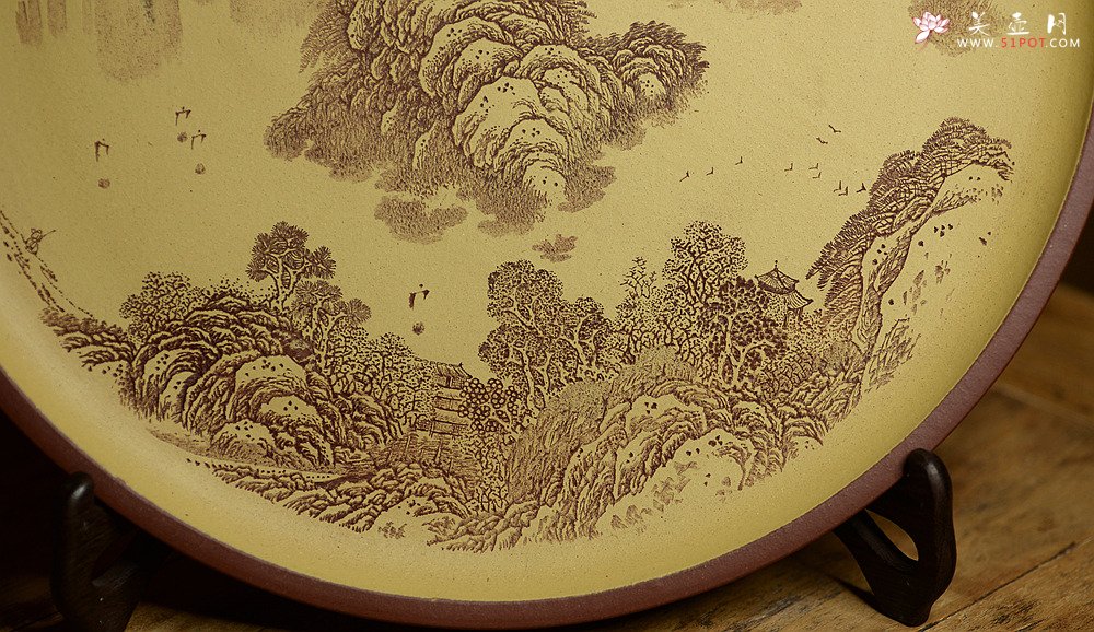 紫砂壶图片：李彦雄精心之作 山水挂盘 韵味十足 - 美壶网