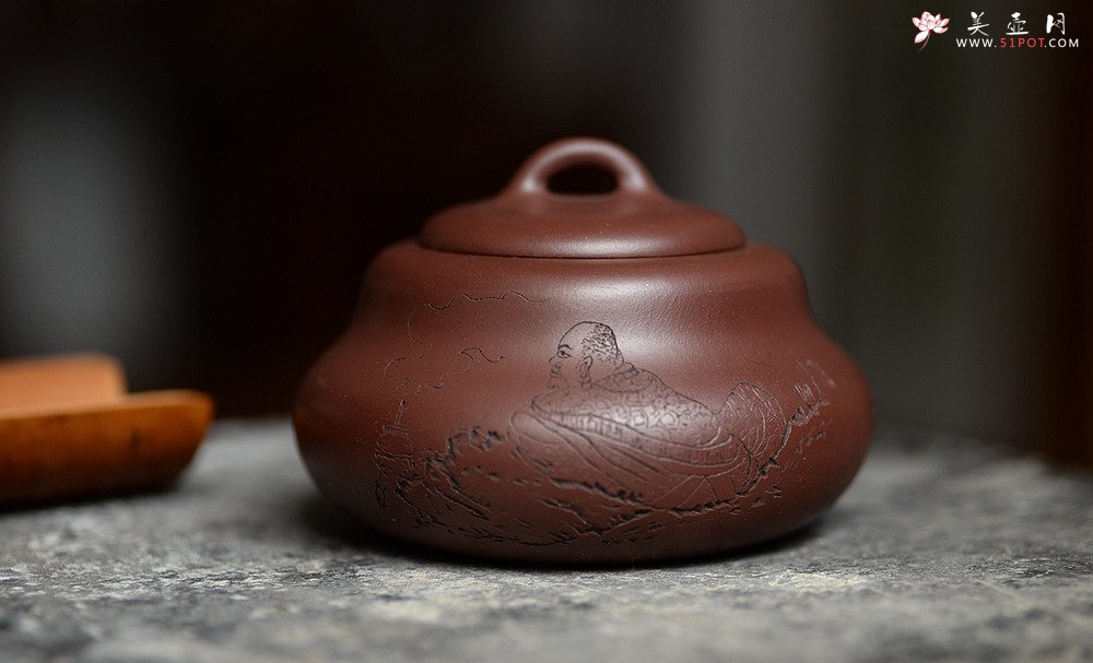 紫砂壶图片：坐禅达摩~ 葫芦茶叶罐 浑厚圆润 - 美壶网