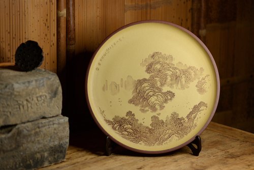 李彦雄紫砂壶 李彦雄精心之作 山水挂盘 韵味十足 