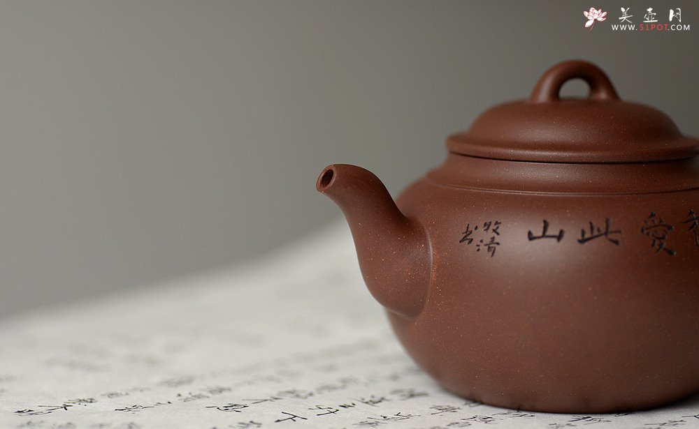 紫砂壶图片：山水清韵 明月照庐 德福  - 美壶网